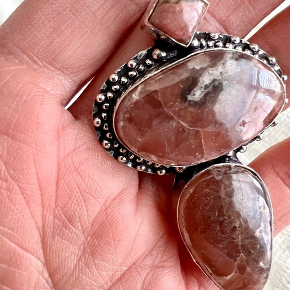 925 TRIPLE LOVE Rhodonite Pendant Necklace - Picture 7 of 9